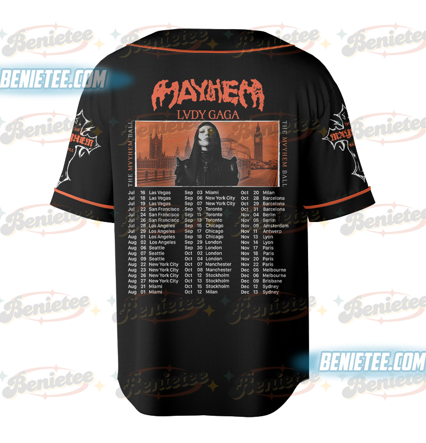 Lady Gaga Mayhem Ball Tour 2025 Hip Hop Style Graphic Concert Baseball Jersey - Image 3