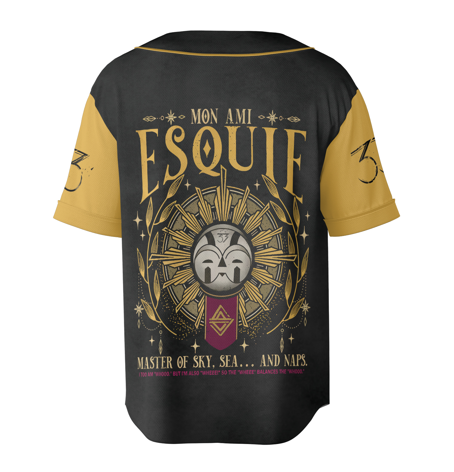 Esquie Clair Obscur Expedition 33 Baseball Jersey, Whee Whoo Funny Esquie Jersey, Gamer Gift Shirt - Image 4