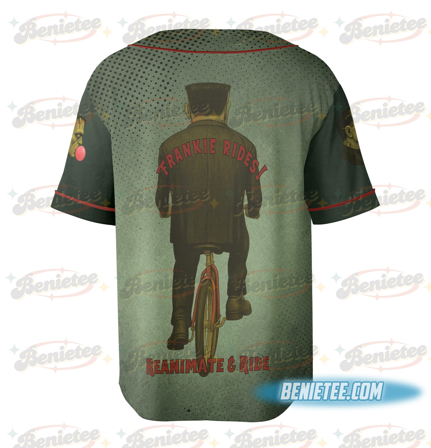 Reanimate and Ride Cycling Jersey – Frankenstein’s Monster Bike Shirt – Funny Men's Fitted MTB & Roa - Image 4
