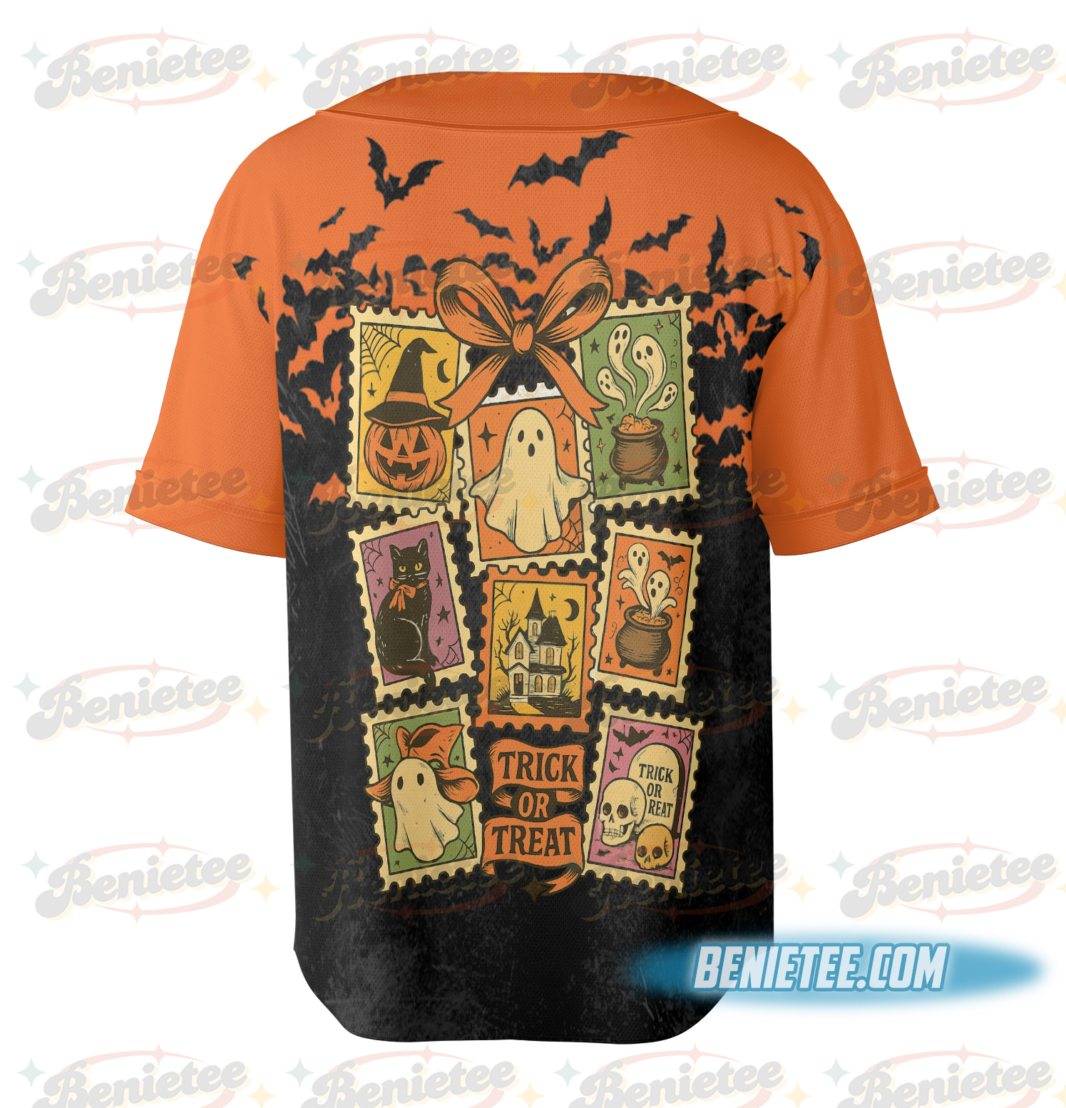 Vintage Halloween Cat Ghost Jersey, Girly Halloween Baseball Jersey, Preppy Fall Aesthetic, Halloween Jersey - Image 4