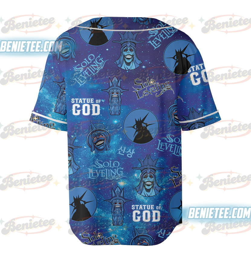 Statue of God Solo Leveling Button Up Baseball Jersey - Image 3