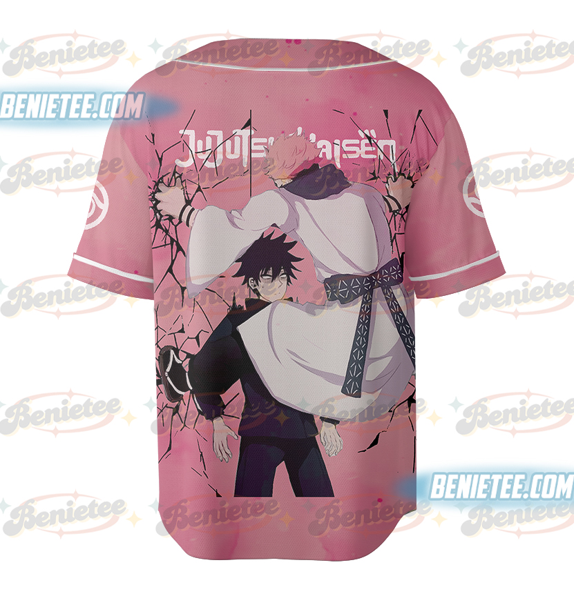 Jujutsu Kaisen Girls Lapel Jersey Pink Short Sleeve Harajuku Baseball Jersey - Image 3