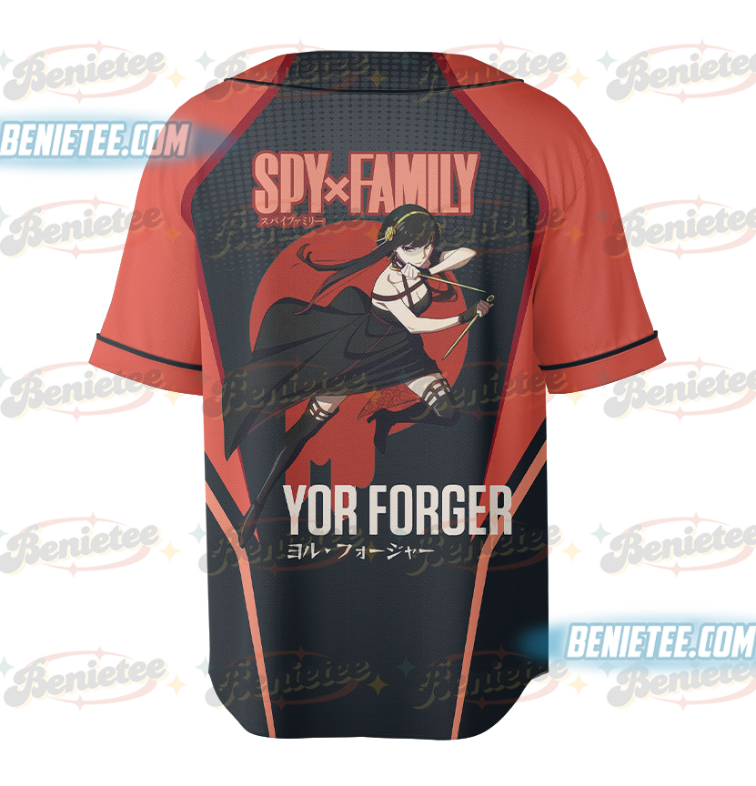 Yor Forger Spy x Family Button Up Baseball Jersey, Anime Jersey - Image 3