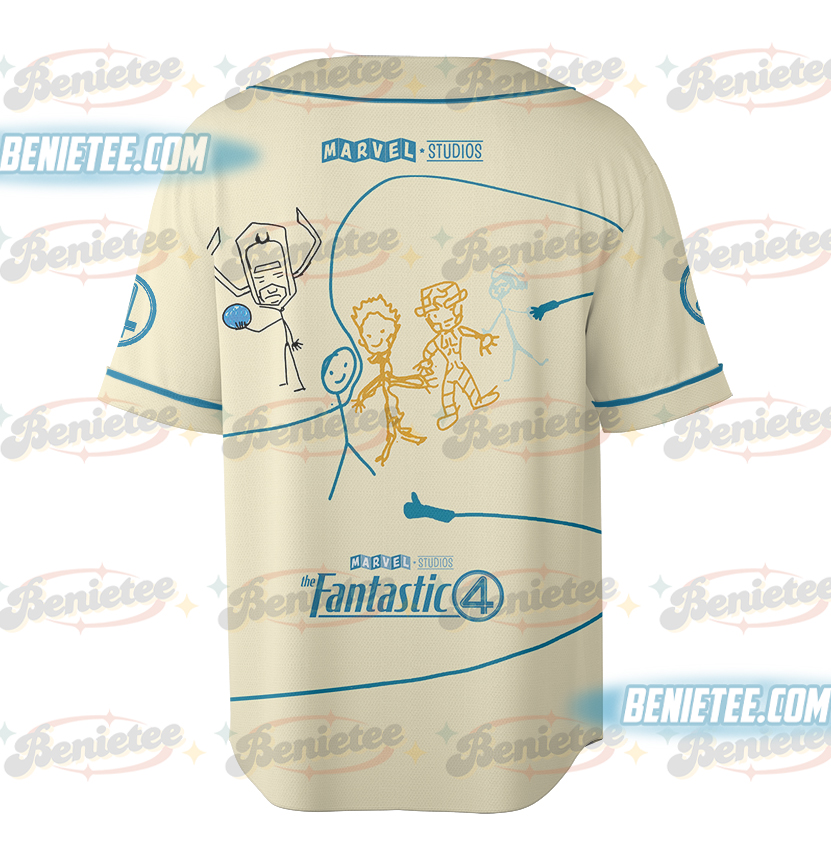 Fantastic Four First Steps Baseball Jersey, Fantastic Four marvel Studios Shirt - Image 3