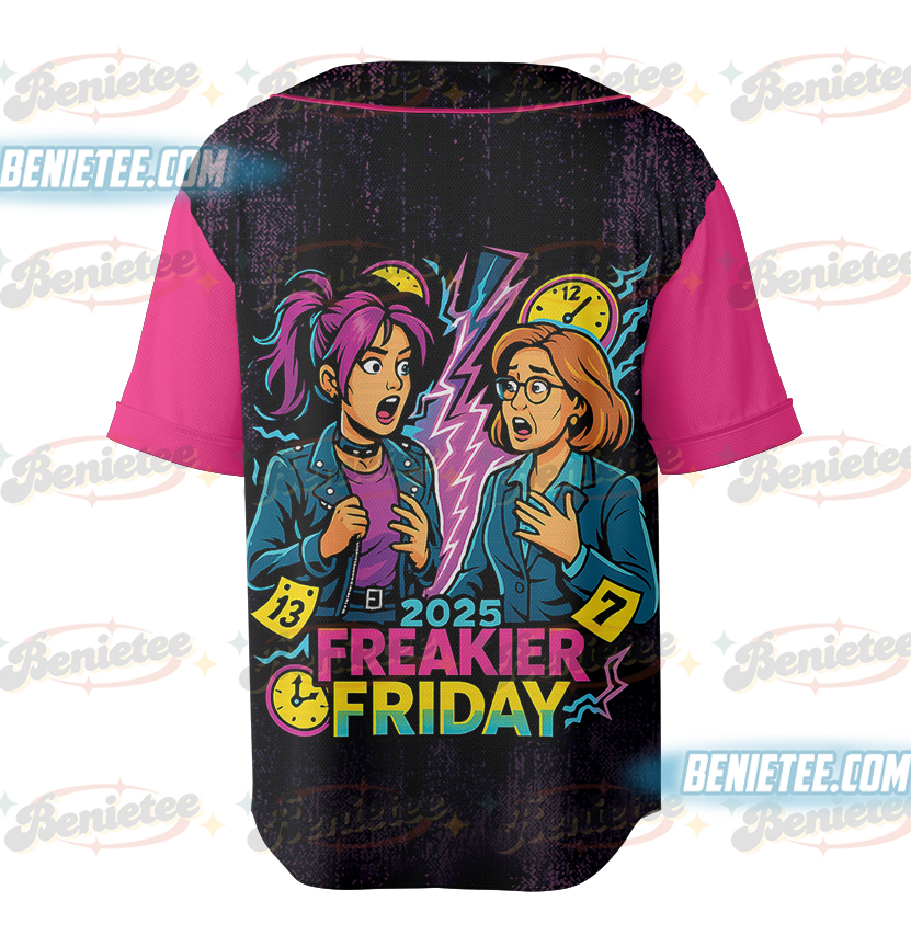 Freakier Friday Jersey, Freaky Friday Inspired Band Graphic Baseball Jersey, Oversized Vintage Style - Image 3