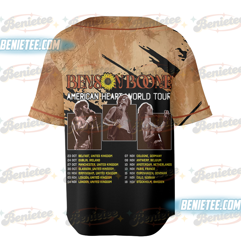 Vintage Benson Boone Baseball Jersey, Benson Boone Merch, Benson Boone Concert Shirt, America Heart Tour Jersey - Image 3