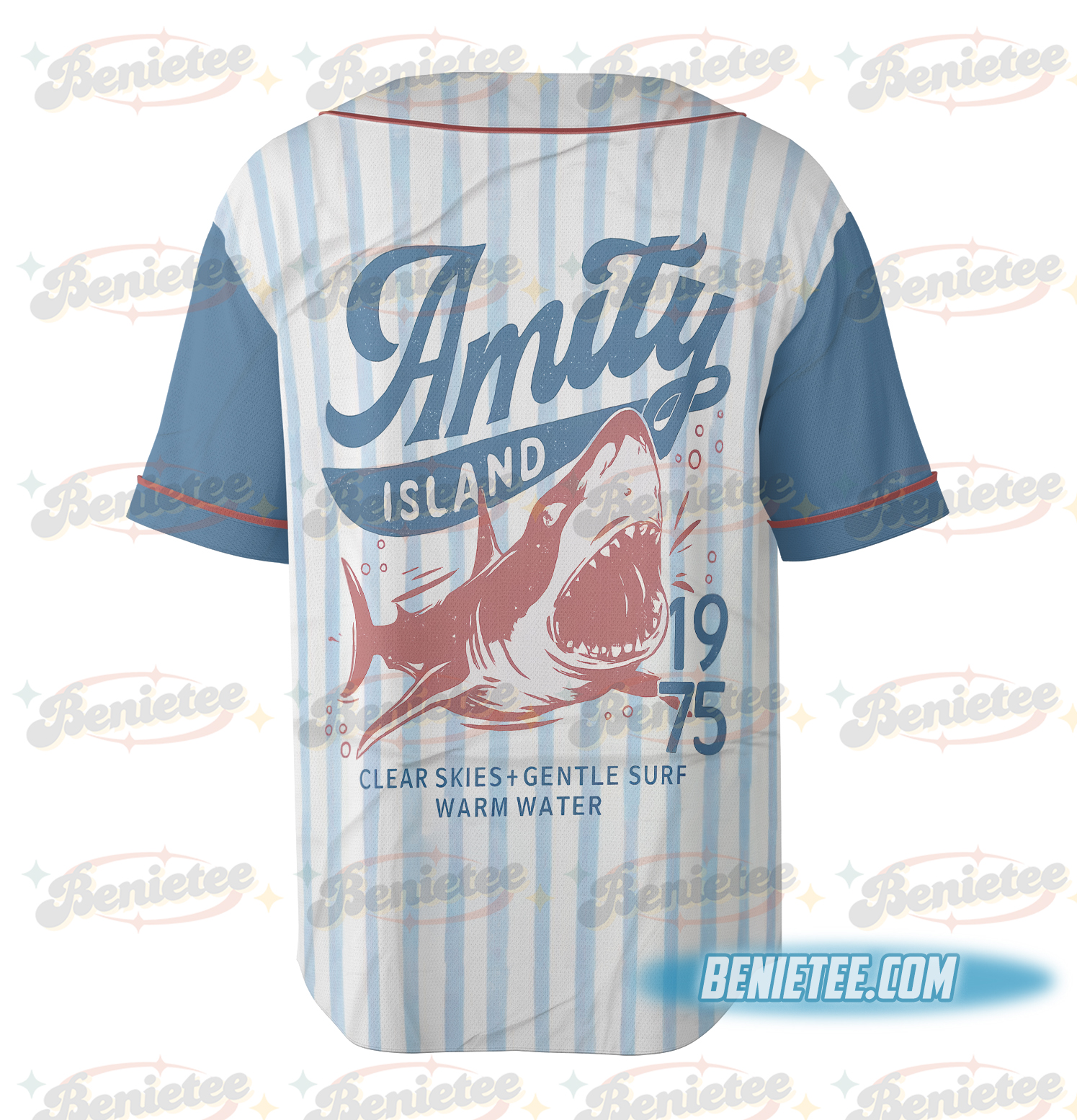 Jaws Amity Island 1975 Unisex jersey, Movie Inspired Gift, Cotton Shirt for Film Buffs, Vintage Jersey - Image 4