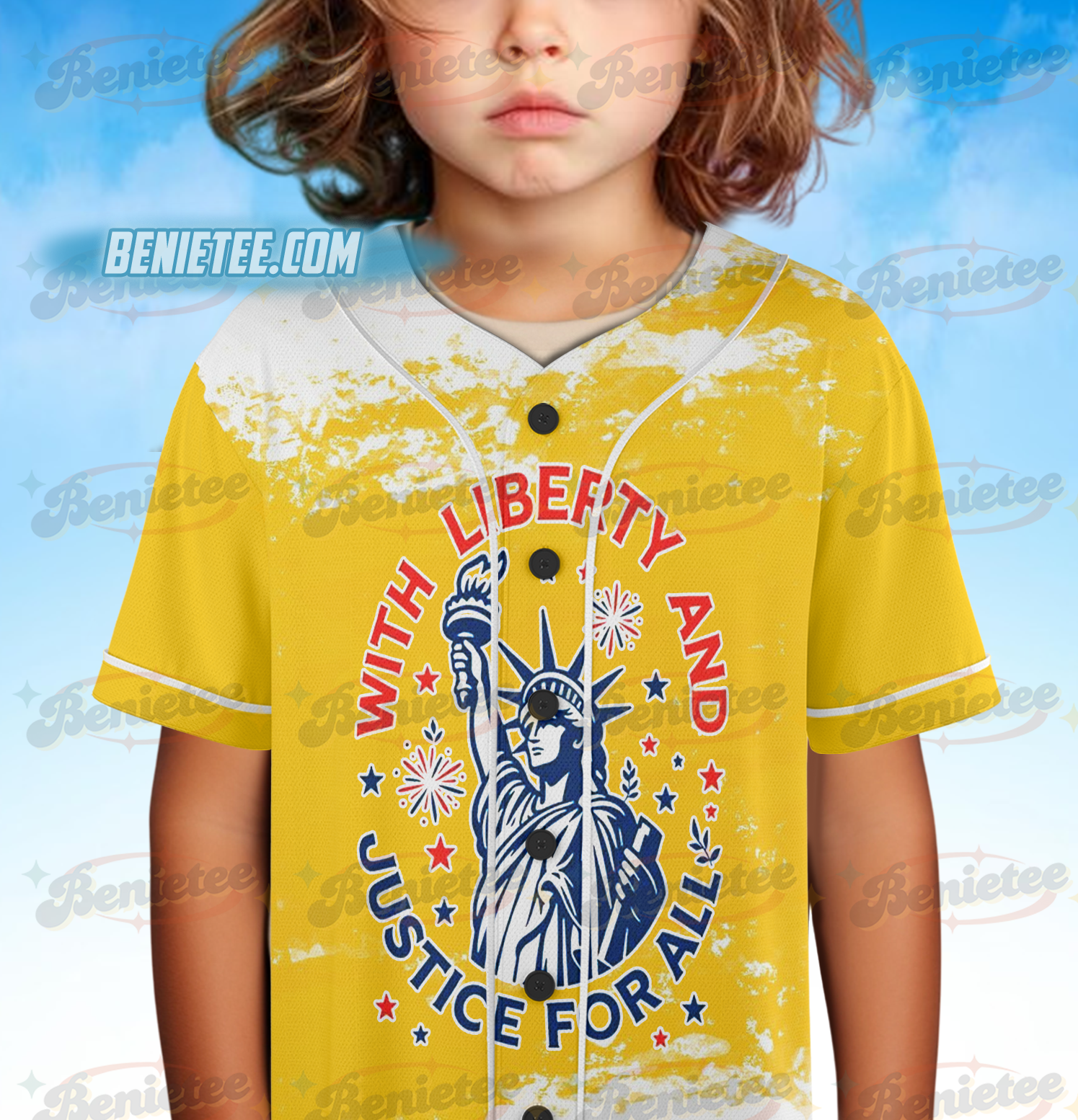 Statue of Liberty Jersey, With Liberty and Justice For All Size, Patriotic 4th of July Tee, Independence Day Freedom USA America jersey - Image 6