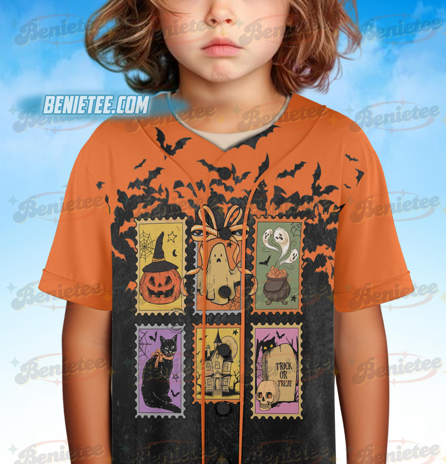 Vintage Halloween Cat Ghost Jersey, Girly Halloween Baseball Jersey, Preppy Fall Aesthetic, Halloween Jersey - Image 5