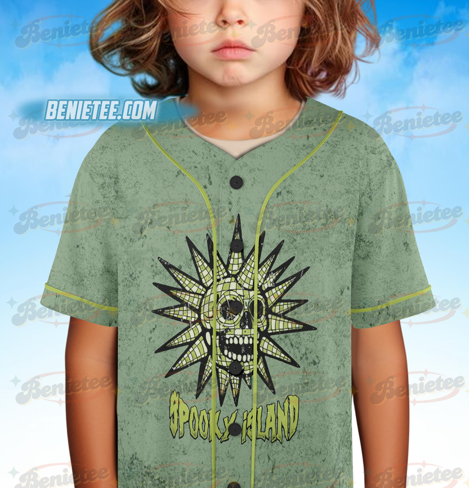 Spooky Island Jersey, Vintage Cartoon Halloween Movie Jersey, Spooky Island Disco Skull, Halloween Gift, Summer Spooky Shirt - Image 6