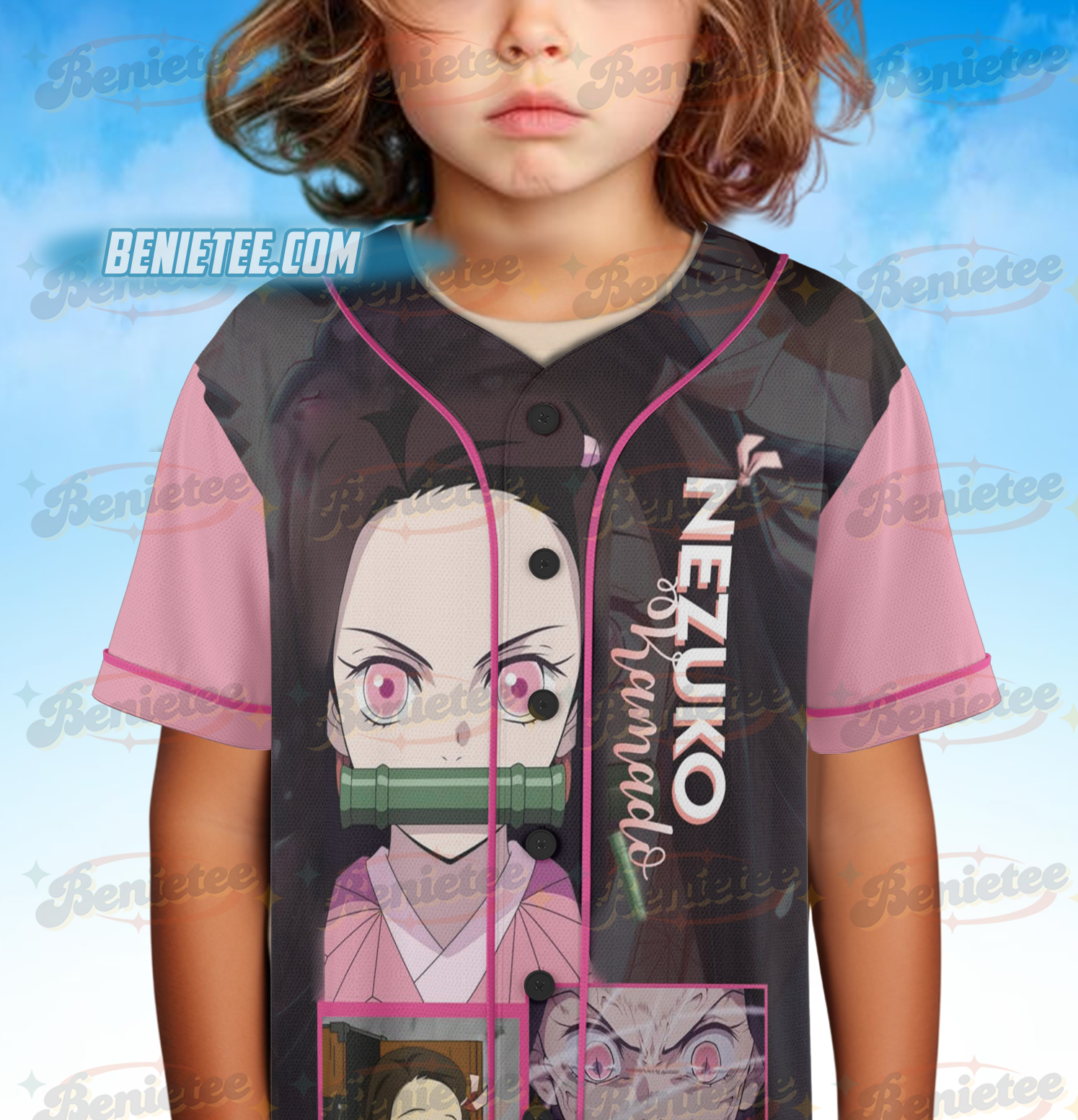Demon Slayer Anime Jersey, Anime Manga Washed , Kamado Nezuko Baseball Jersey, Cute Anime - Image 5