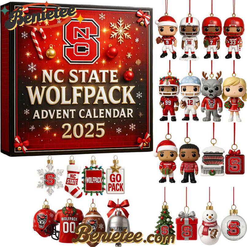 NC State Wolfpack Advent Calendar 2025, Christmas Countdown Advent Calendar Gift Box with 24 Acrylic Ornaments - Image 3