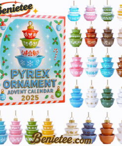 NEW Pyrex Ornament Advent Calendar 2025, Christmas Countdown Advent Calendar Gift Box with 24 Acrylic Ornaments
