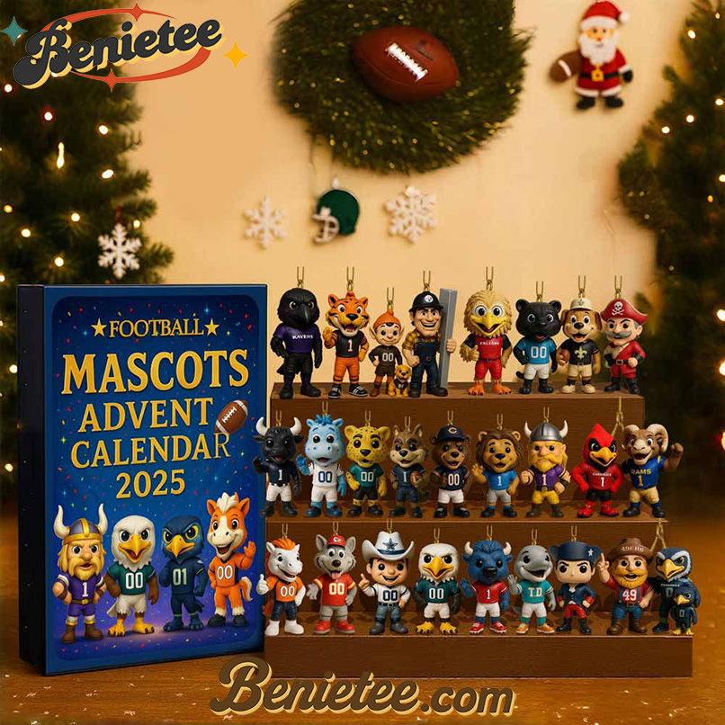 NFL Mascots Advent Calendar 2025 Christmas Gift, Christmas Idea, Christmas Countdown Advent Calendar Gift Box with 24 Acrylic Ornaments
