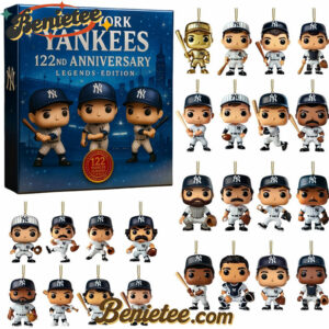 New York Yankees Advent Calendar, Christmas Countdown Advent Calendar Gift Box with 24 Acrylic Ornaments