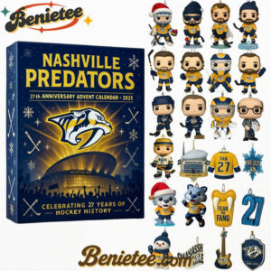 Nashville Predators 25th Anniversary Advent Calendar 2025, Christmas Countdown Advent Calendar Gift Box with 24 Acrylic Ornaments