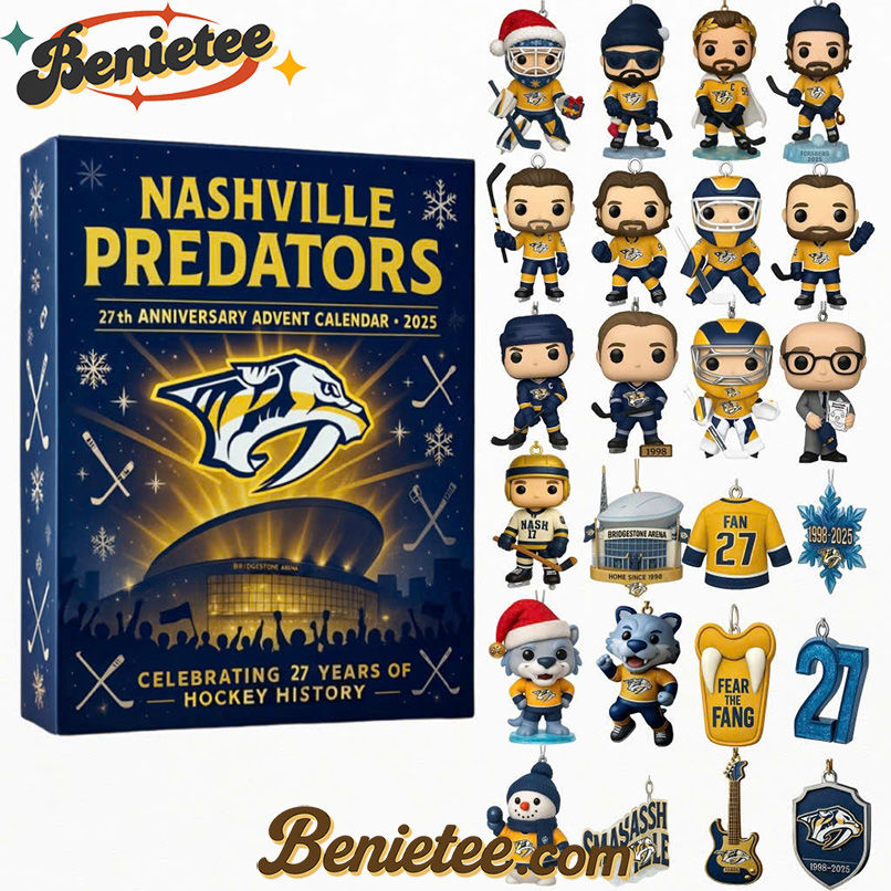 Nashville Predators 25th Anniversary Advent Calendar 2025, Christmas Countdown Advent Calendar Gift Box with 24 Acrylic Ornaments