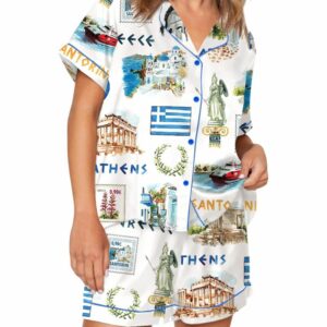 Navy Peony Greece Pajama Set