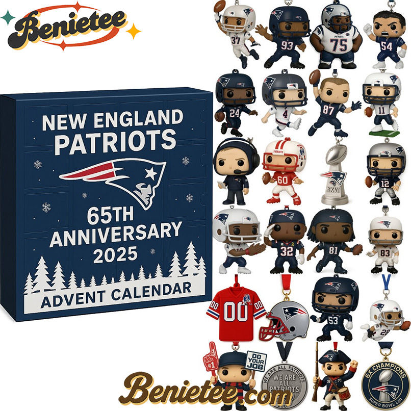 New England Patriots Advent Calendar 2025 - 65th Anniversary Edition, Christmas Countdown Advent Calendar Gift Box with 24 Acrylic Ornaments - Image 2