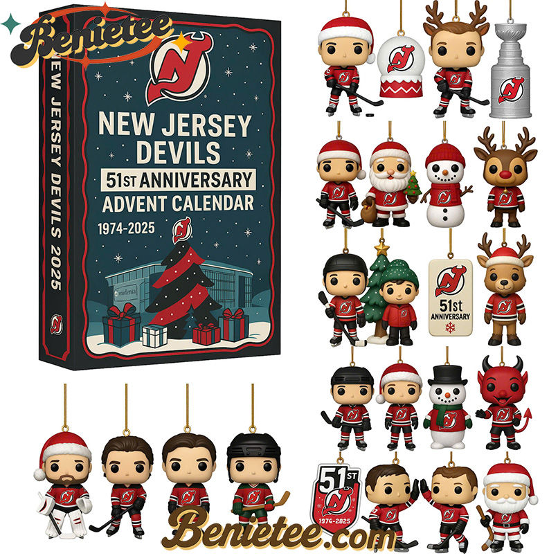 New Jersey Devils Advent Calendar, Christmas Countdown Advent Calendar Gift Box with 24 Acrylic Ornaments