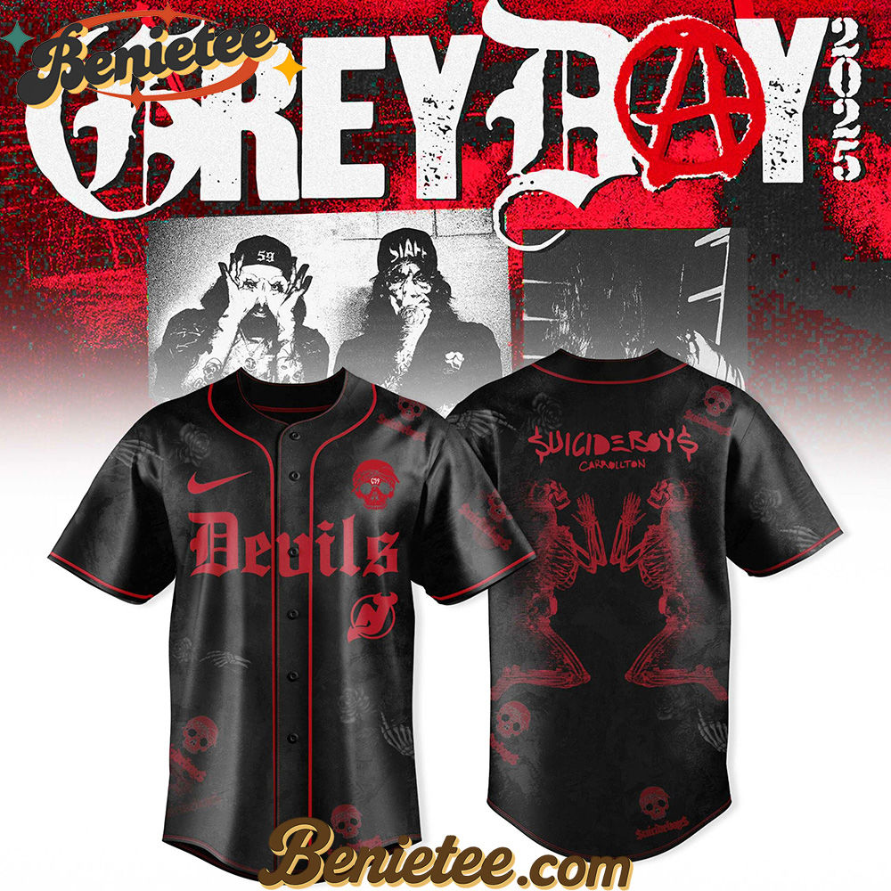 New Jersey Devils x $uicideboy$ Suicideboys GreyDay Tour Merch 2025 Baseball Jersey Limited