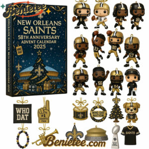 New Orleans Saints Advent Calendar 2025 59th Anniversary Christmas Gift, Christmas Idea, Christmas Countdown Advent Calendar Gift Box with 24 Acrylic Ornaments