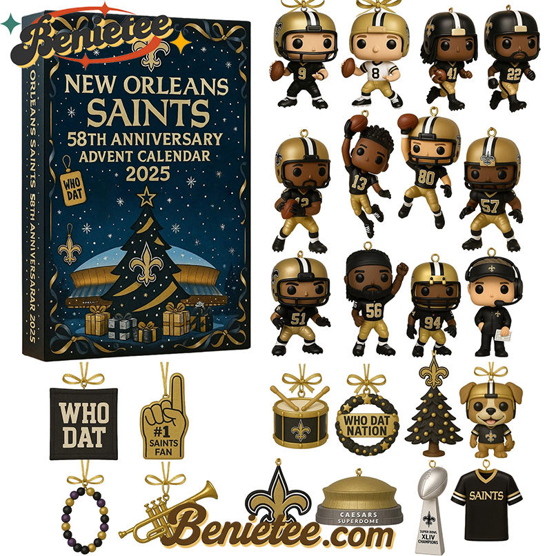 New Orleans Saints Advent Calendar 2025 59th Anniversary Christmas Gift, Christmas Idea, Christmas Countdown Advent Calendar Gift Box with 24 Acrylic Ornaments
