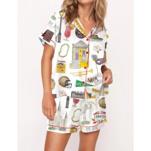 New Orleans Travel Satin Pajama Set For Women