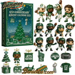 New York Jets Advent Calendar 2025 65th Anniversary Christmas Gift, Christmas Idea, Christmas Countdown Advent Calendar Gift Box with 24 Acrylic Ornaments