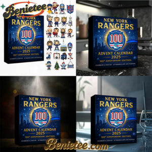 New York Rangers 100th Anniversary Advent Calendar 2025, Christmas Countdown Advent Calendar Gift Box with 24 Acrylic Ornaments