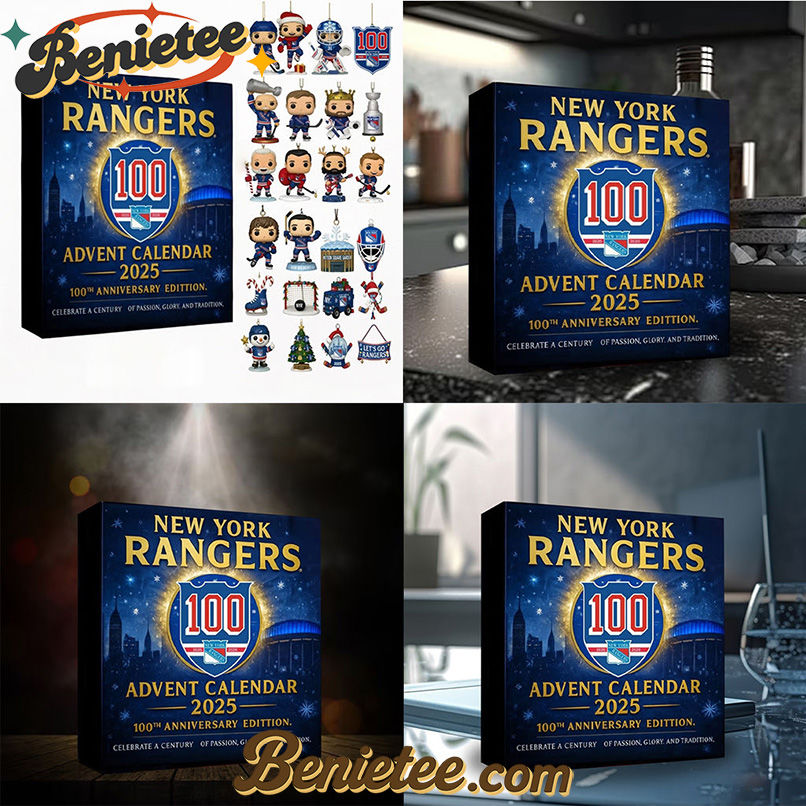 New York Rangers 100th Anniversary Advent Calendar 2025, Christmas Countdown Advent Calendar Gift Box with 24 Acrylic Ornaments