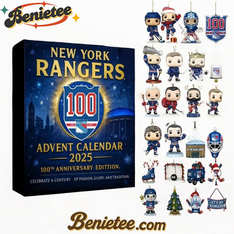 New York Rangers 100th Anniversary Advent Calendar 2025, Christmas Countdown Advent Calendar Gift Box with 24 Acrylic Ornaments - Image 2