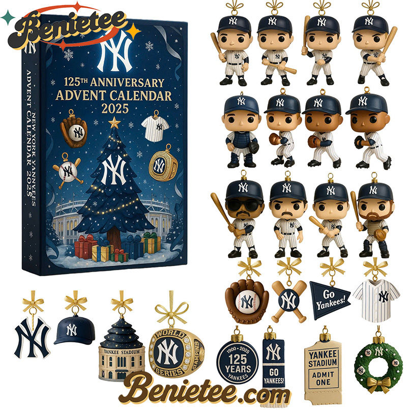 New York Yankees Advent Calendar 2025 125th Anniversary Christmas Gift, Christmas Idea, Christmas Countdown Advent Calendar Gift Box with 24 Acrylic Ornaments