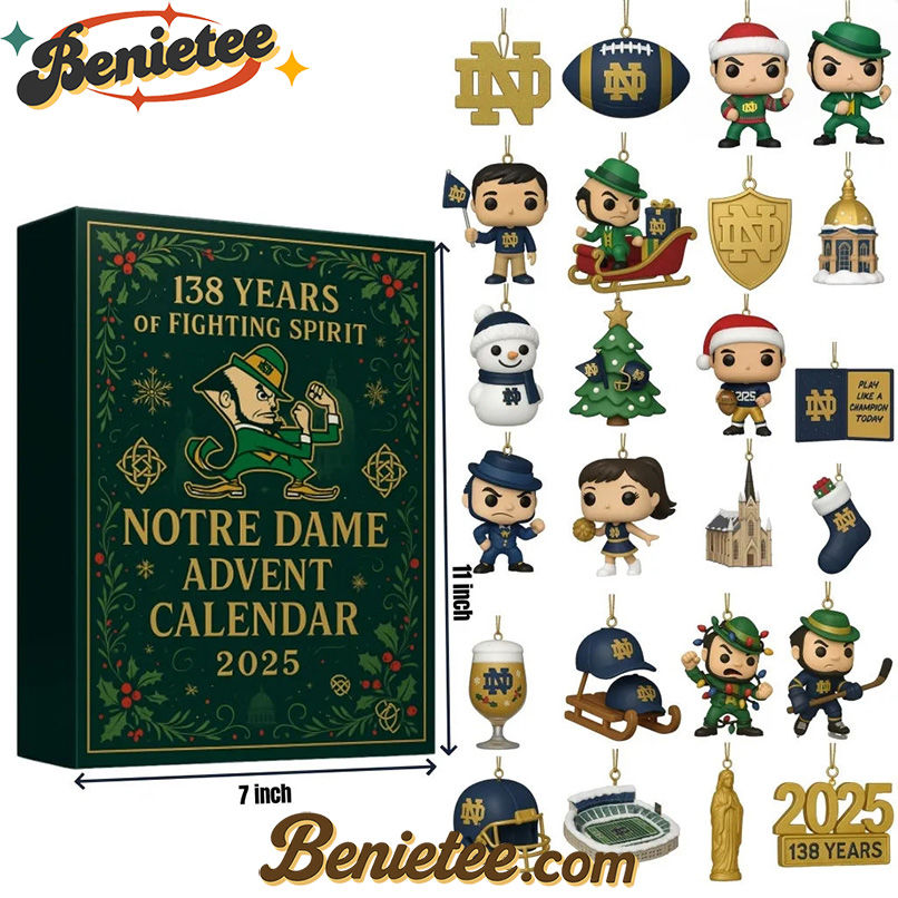 Notre Dame Fighting Irish Advent Calendar, Christmas Countdown Advent Calendar Gift Box with 24 Acrylic Ornaments