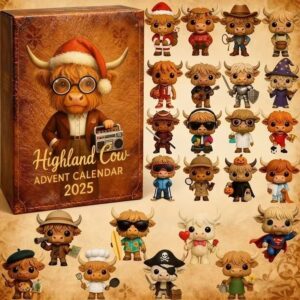 Miniso Highland Cow Christmas Countdown Calendar 2025 Trendy Blind Box Toy Unique Scottish Theme Secret Gift Opening Experience