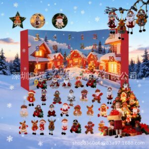 Alternative view of 2025 Christmas Countdown 3D Advent Calendar Plush Ornament Christmas Advent Calendar 24 Random Christmas Tree Plush Ornaments Party Decor