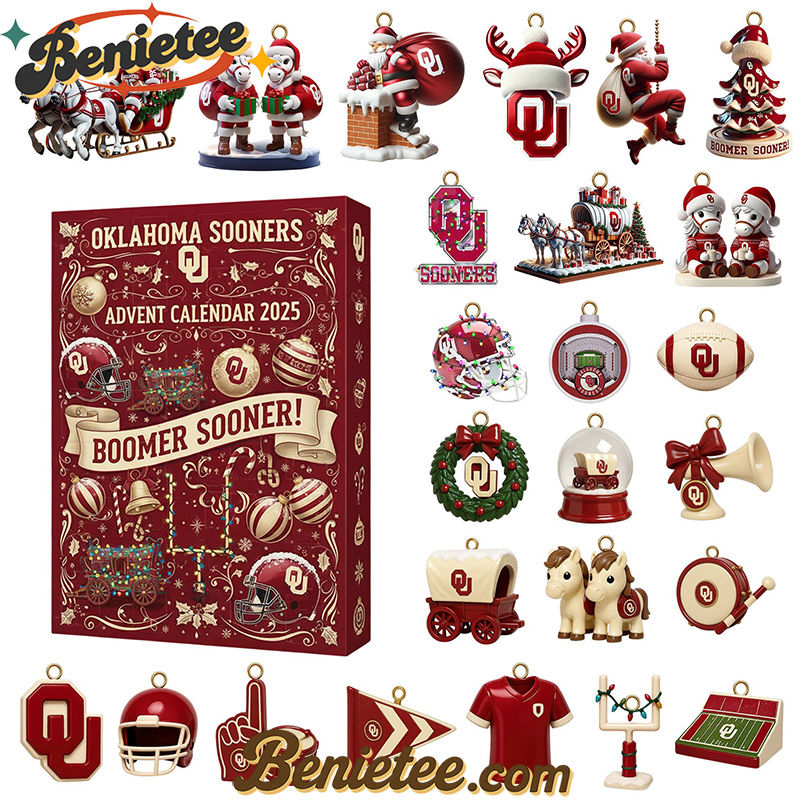 Oklahoma Sooners football Premium Advent Calendar 2025 CHRISTMAS GIFT, CHRISTMAS IDEA, Christmas Countdown Advent Calendar Gift Box with 24 Acrylic Ornaments - Image 2