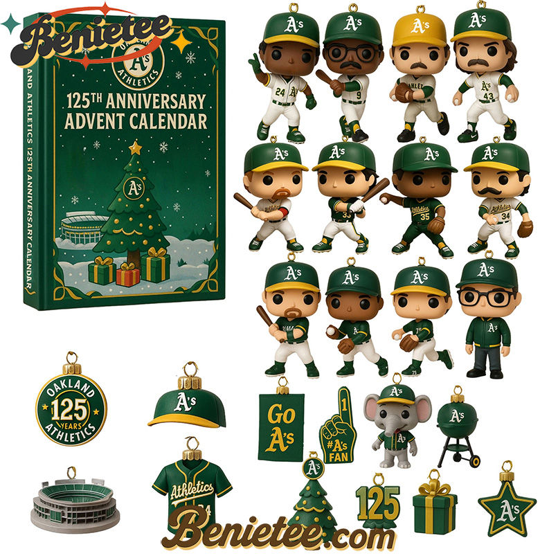 Oakland Athletics Advent Calendar 2025 125th Anniversary Christmas Gift, Christmas Idea, Christmas Countdown Advent Calendar Gift Box with 24 Acrylic Ornaments - Image 2