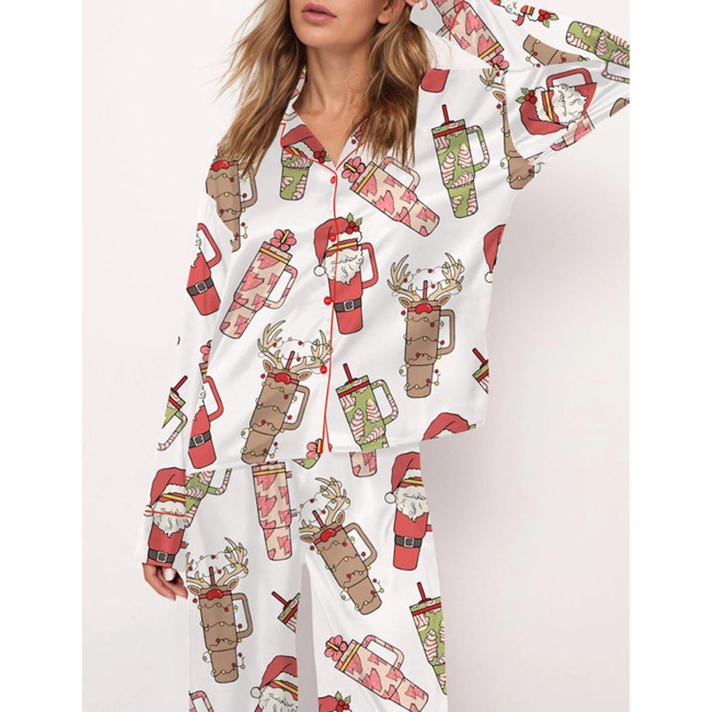 Obsessive Cup Disorder Christmas Satin Pajama Set For Women - Image 2