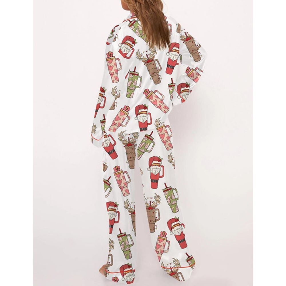 Obsessive Cup Disorder Christmas Satin Pajama Set For Women - Image 3