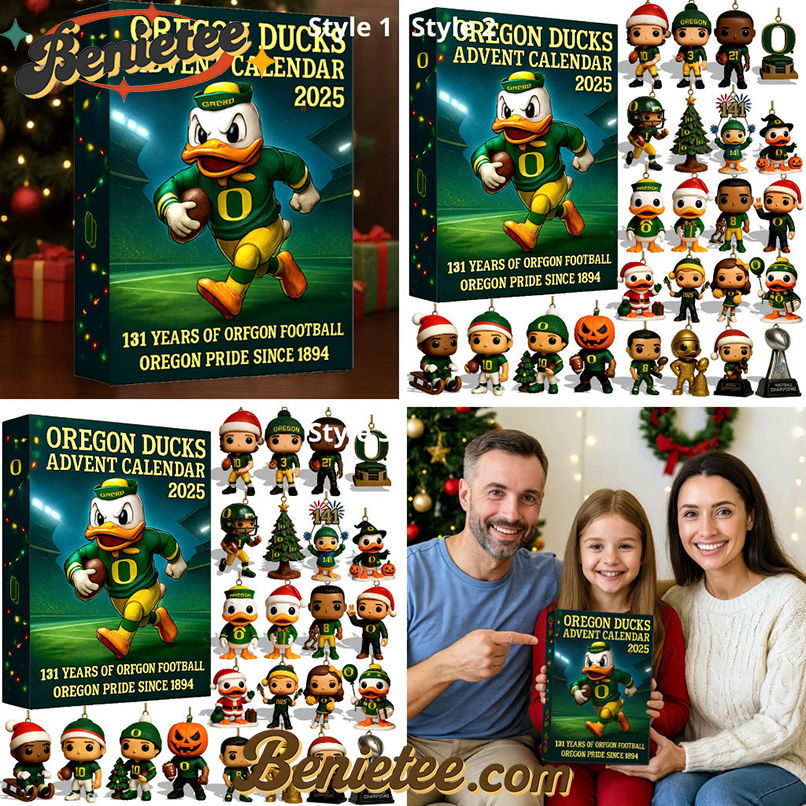 Oregon Ducks Advent Calendar, Christmas Countdown Advent Calendar Gift Box with 24 Acrylic Ornaments