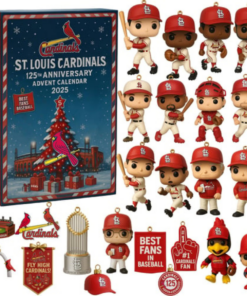 Alternative view of St. Louis Cardinals 125th Anniversary Advent Calendar, Christmas Countdown Advent Calendar Gift Box With 24 Acrylic Ornaments
