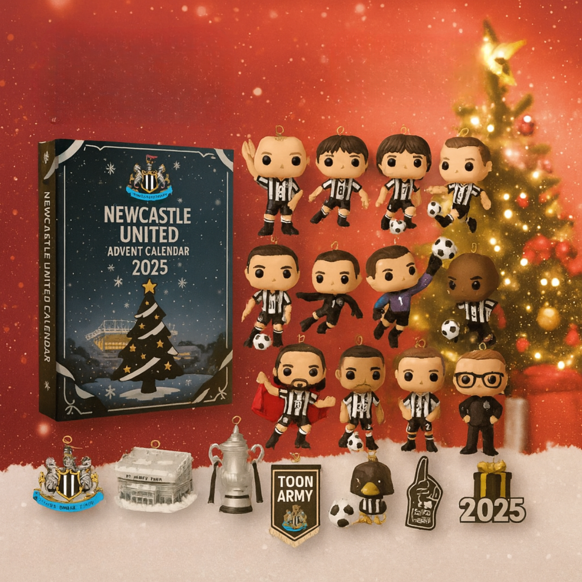 Newcastle United Advent Calendar 2025, Christmas Countdown Advent Calendar Gift Box With 24 Acrylic Ornaments - Image 2