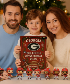 Georgia Bulldogs Advent Calendar 2025, Christmas Countdown Advent Calendar Gift Box With 24 Acrylic Ornaments