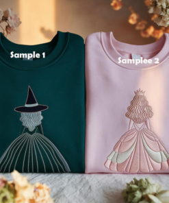 Embroidered Wicked Movie Inspired Pink & Green Couple Sweatshirt, Changed For Good Shirt, Wizard Of Oz Shirt, Wicked Birthday Girl Gifts Tee