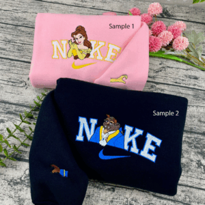 Beast And The Beauty Embroidered Sweatshirt, Disney Couple Shirt, Movie Cartoon Embroidery Couple Hoodie, Valentine Shirt