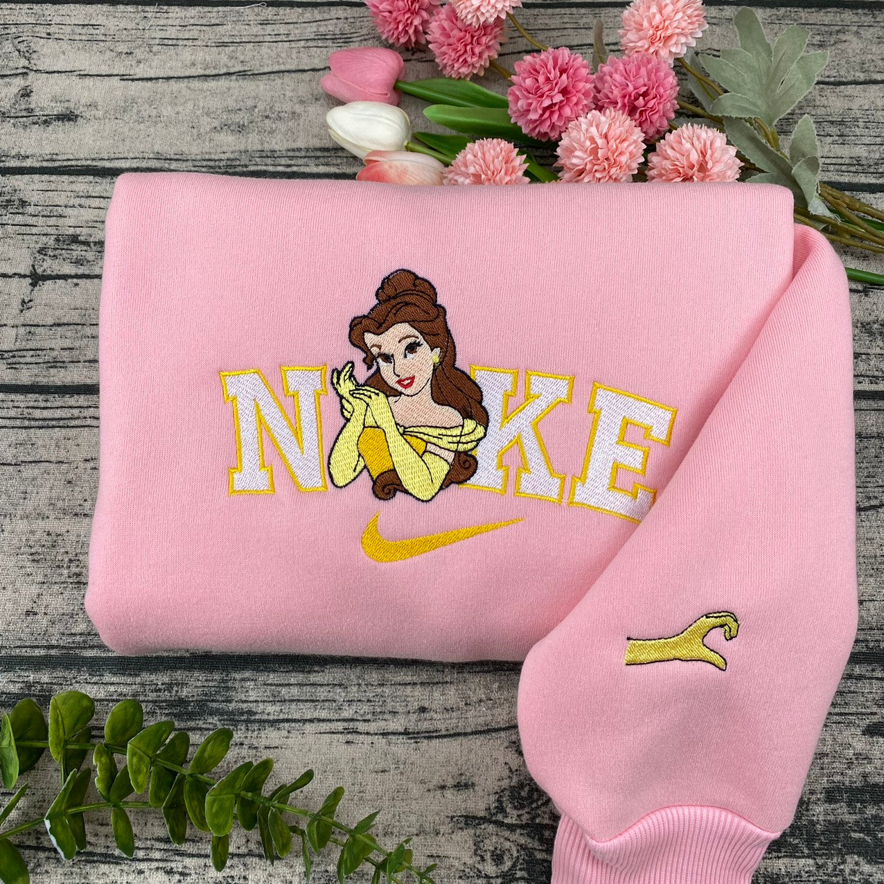 Beast And The Beauty Embroidered Sweatshirt, Disney Couple Shirt, Movie Cartoon Embroidery Couple Hoodie, Valentine Shirt - Image 3