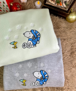 Alternative view of Snoopy Snow Christmas Embroidered unisex sweatshirt/jumper gift present