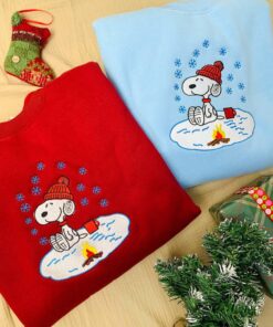 Snoopy Dog Christmas Embroidered Sweatshirt, Cute Christmas Sweatshirt, Festive Pet Lover Shirt, Christmas Holiday Sweaters, Christmas Gift