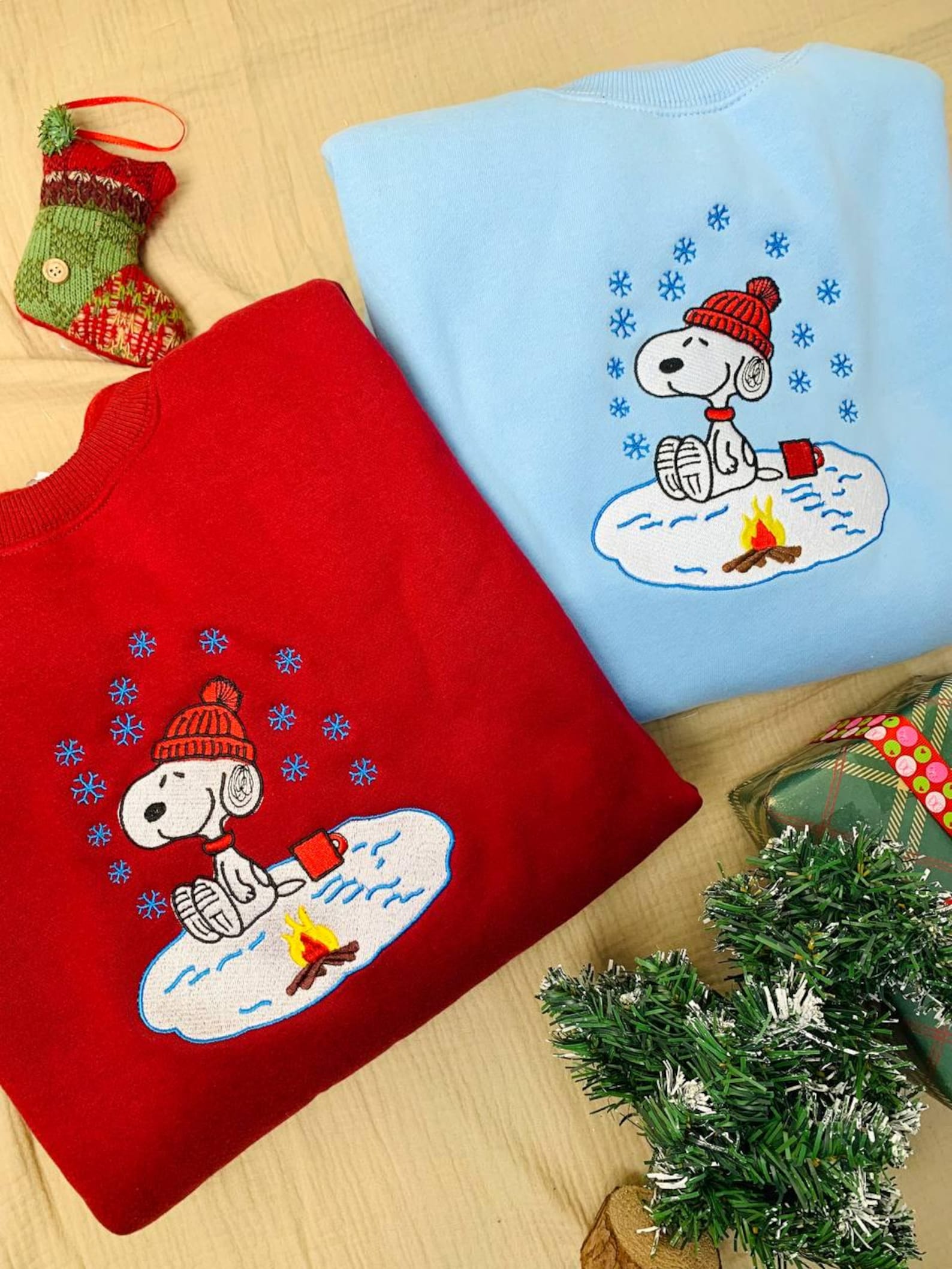Snoopy Dog Christmas Embroidered Sweatshirt, Cute Christmas Sweatshirt, Festive Pet Lover Shirt, Christmas Holiday Sweaters, Christmas Gift
